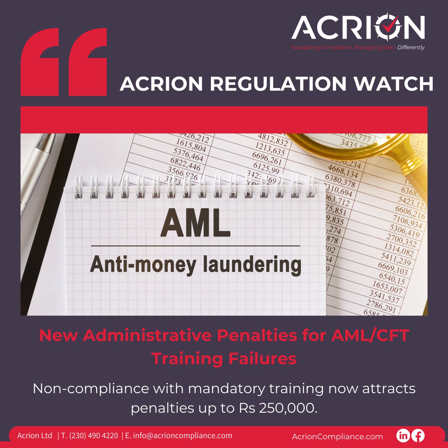 Administrative penalties for AML/CFT training failures