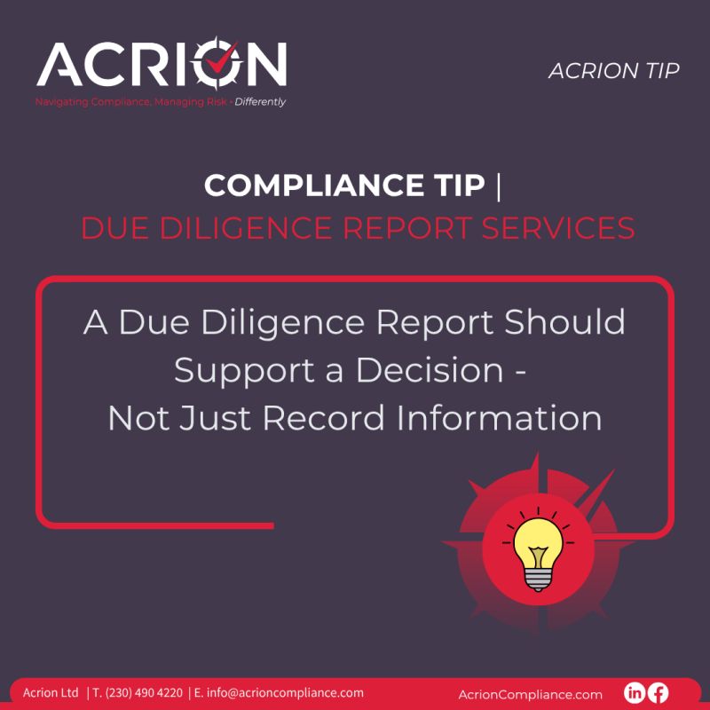 Compliance tip on due diligence reports