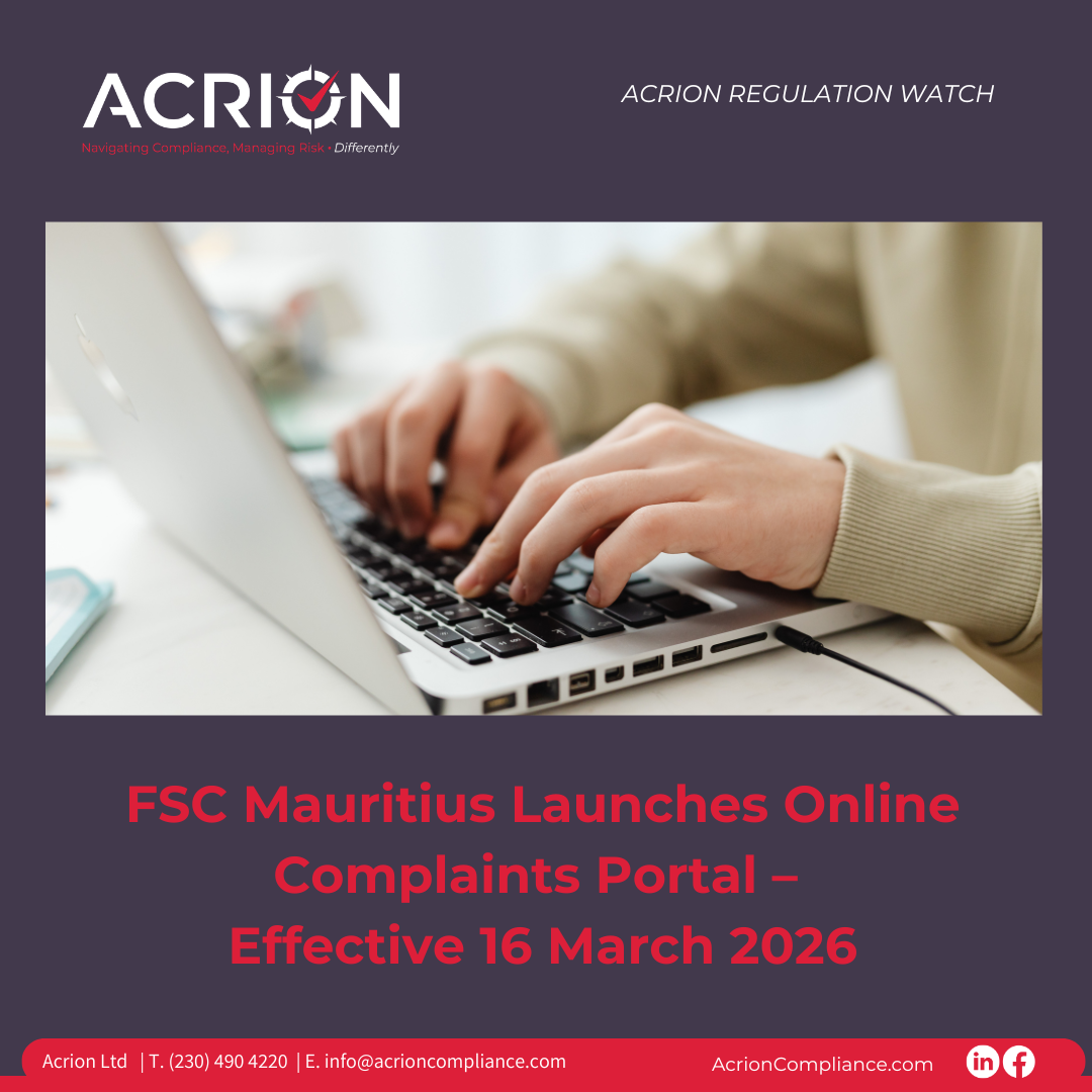 Financial Services Commission (FSC) Mauritius has launched its Online Complaints Portal